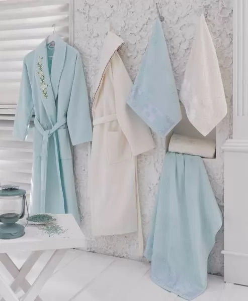 Family Bathrobe set 20pcs-White Blue