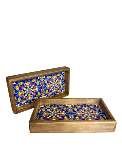 Hand Painted Ceramic Wooden Tray-Small