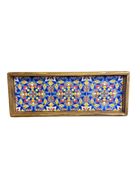 Hand Painted Ceramic Wooden Tray-Medium