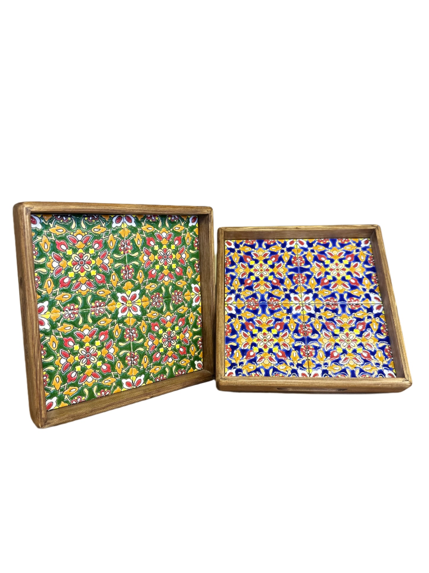 Hand Painted Ceramic Wooden Tray-Square-Medium