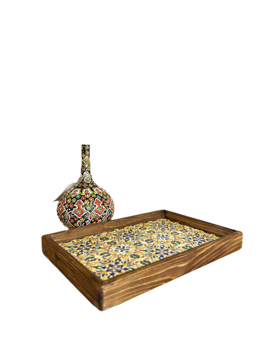 Hand Painted Ceramic Wooden Tray-Larg