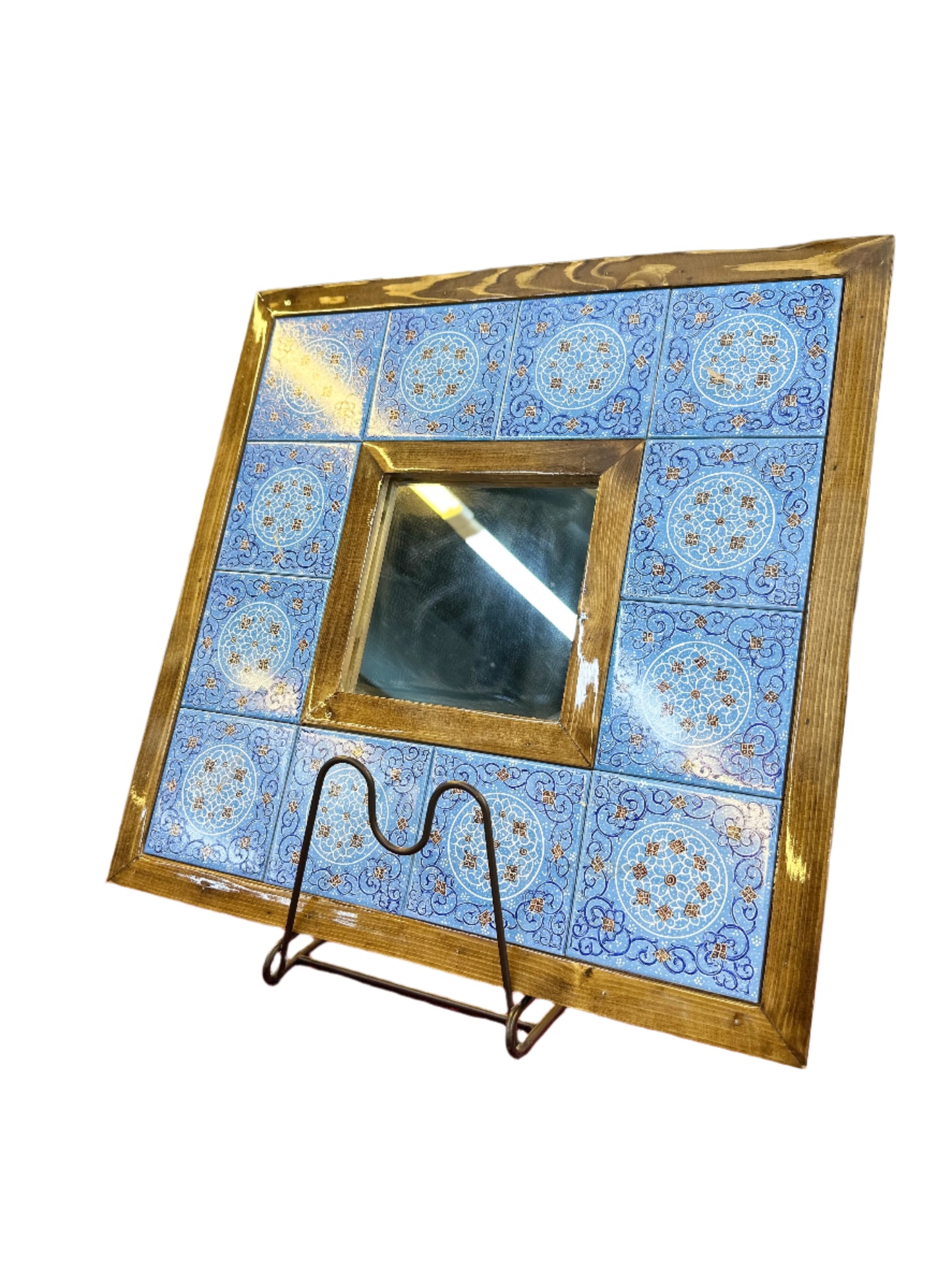 Hand Painted Ceramic Wooden Mirror-Square-Larg