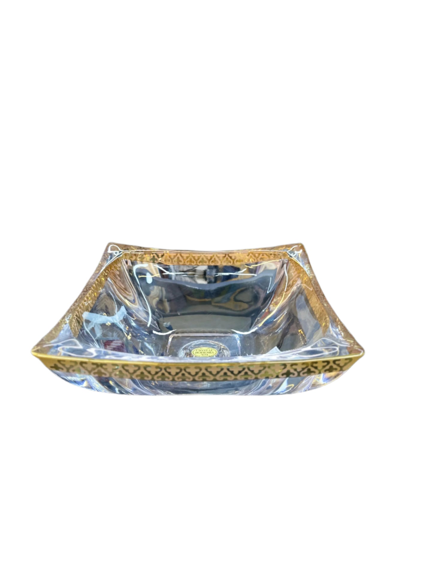 Bohemia Crystal-Crystal Bowl-Gold-Square-Large