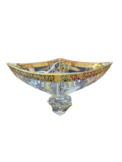 Bohemia Crystal-Crystal Bowl-Gold-Square-Large