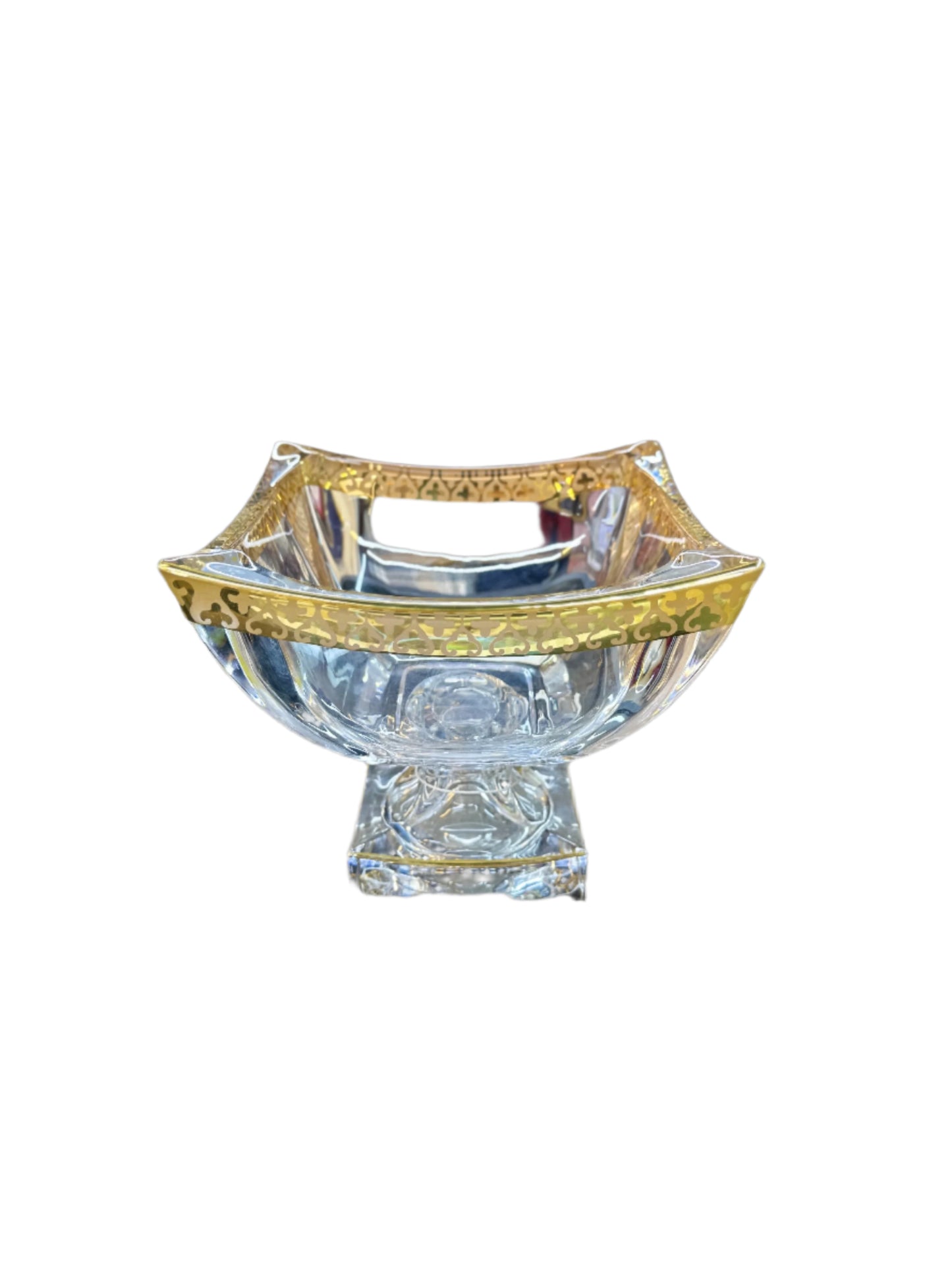 Bohemia Crystal-Gold Crystal Bowl-Square-Medium