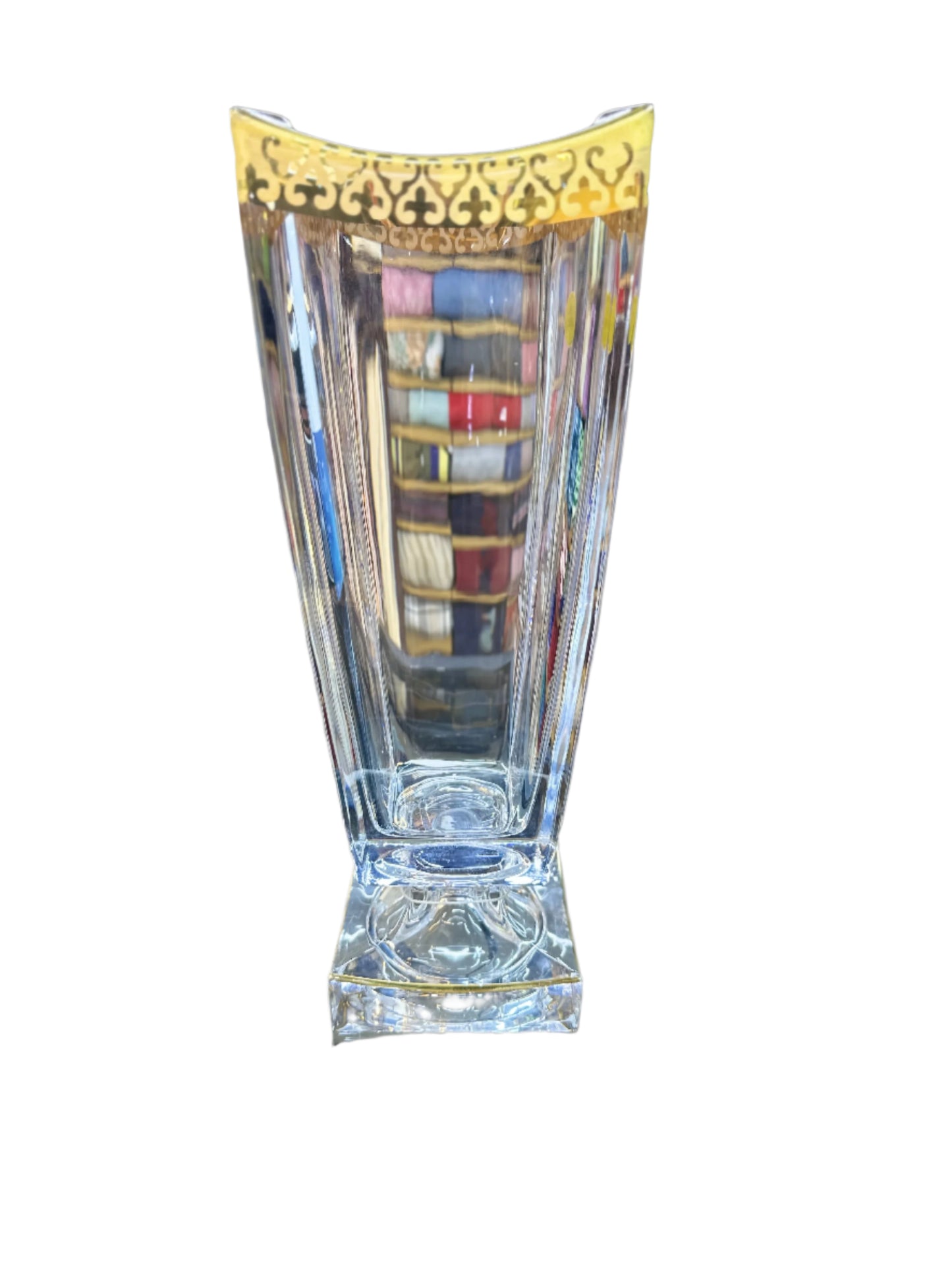 Bohemia Crystal-Gold Vase-Square-Large