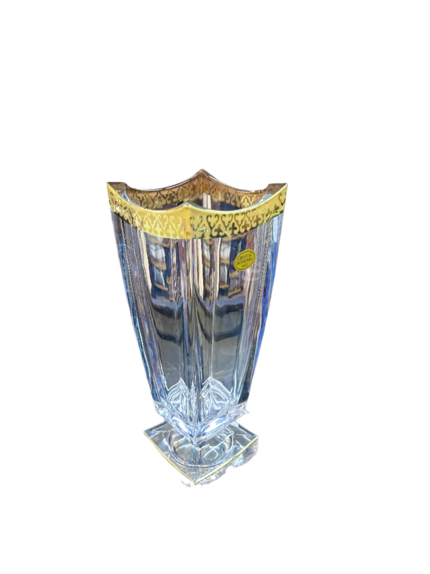 Bohemia Crystal-Gold Vase-Square-Large