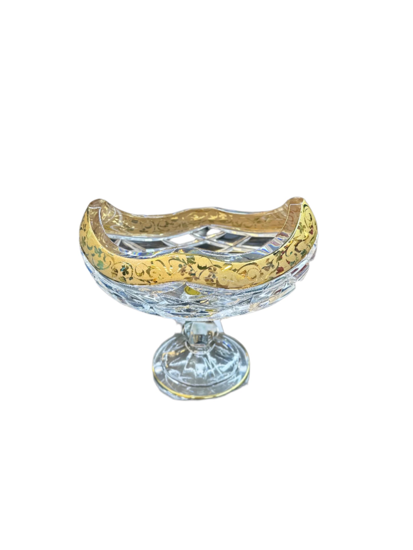 Bohemia Crystal-Gold Boat Bowl-Small