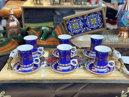 Arabic Ramadan Style Teacups set of 6pcs-Blue-Small