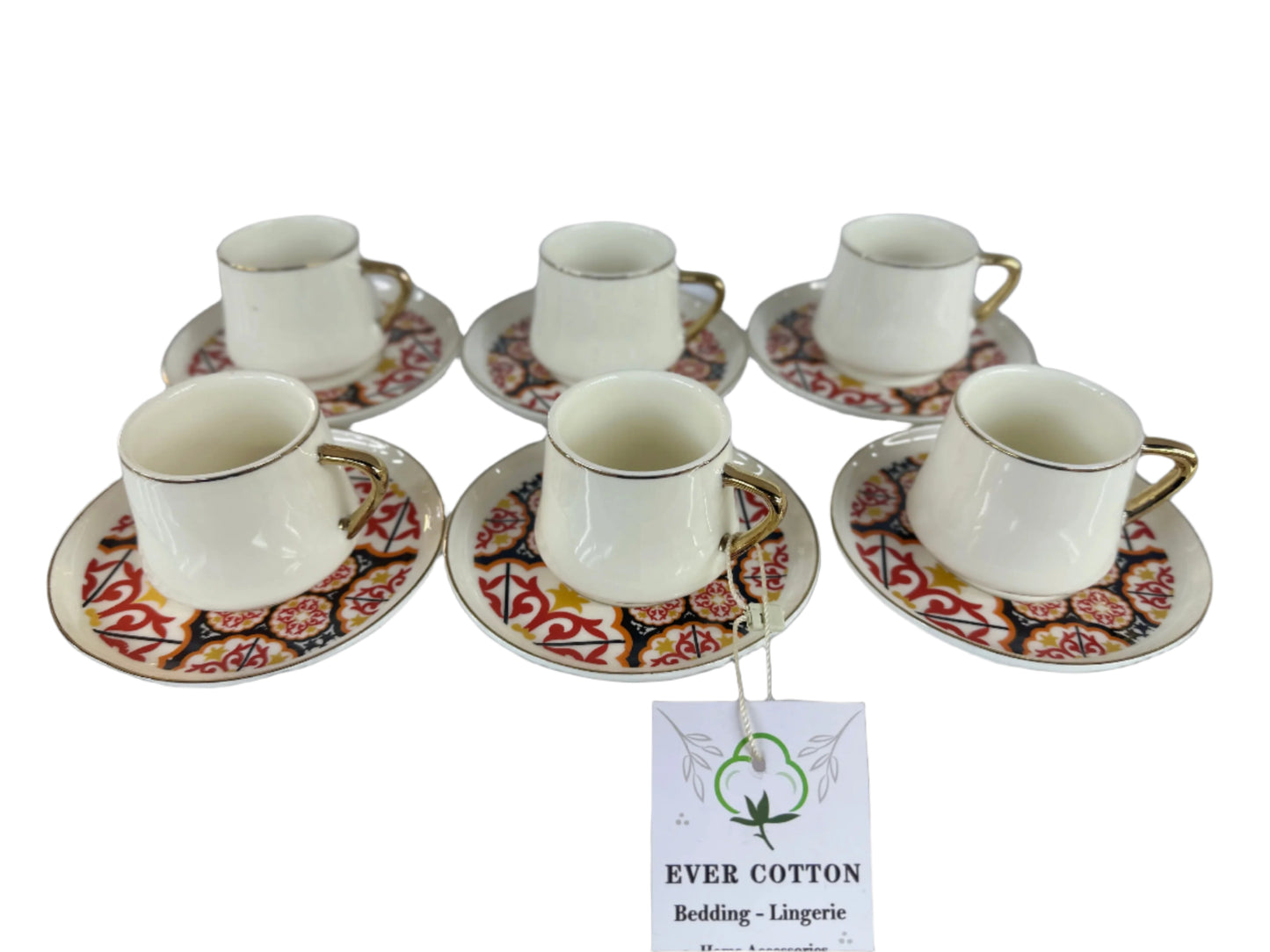 Turkish Coffee Cups Set of 6pcs-White