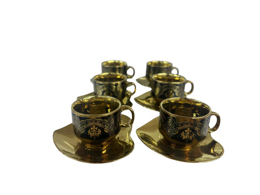 Turkish Coffee Cups Set of 6pcs-Black & Gold