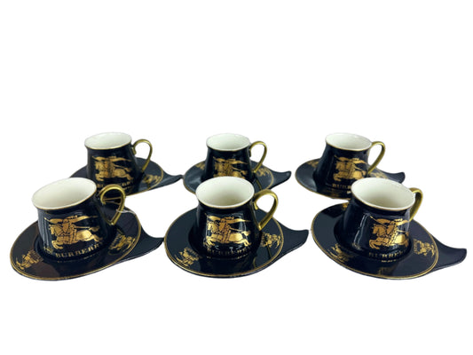 Teacups set of 6pcs-Black & Gold