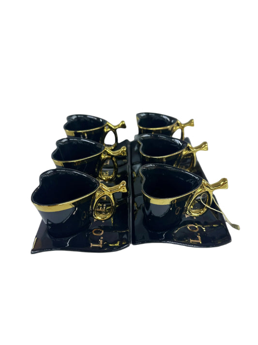 Turkish Coffee Cups Set of 6pcs-Black & Gold