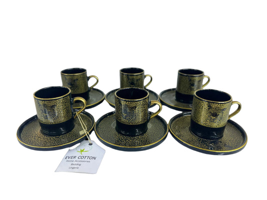 Turkish Coffee Cups Set of 6pcs-Black Leopard