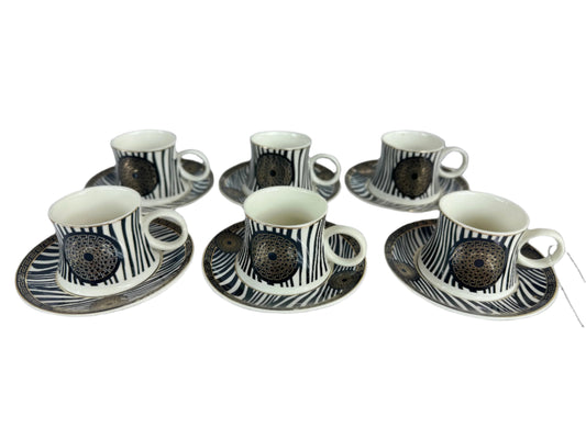 Turkish Coffee Cups Set of 6pcs-White & Gold VER