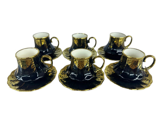 Turkish Coffee Cups Set of 6pcs-Black & Gold