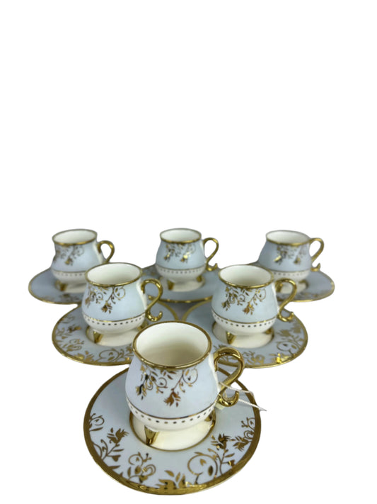 Turkish Coffee Cups Set of 6pcs-Light Blue & Gold