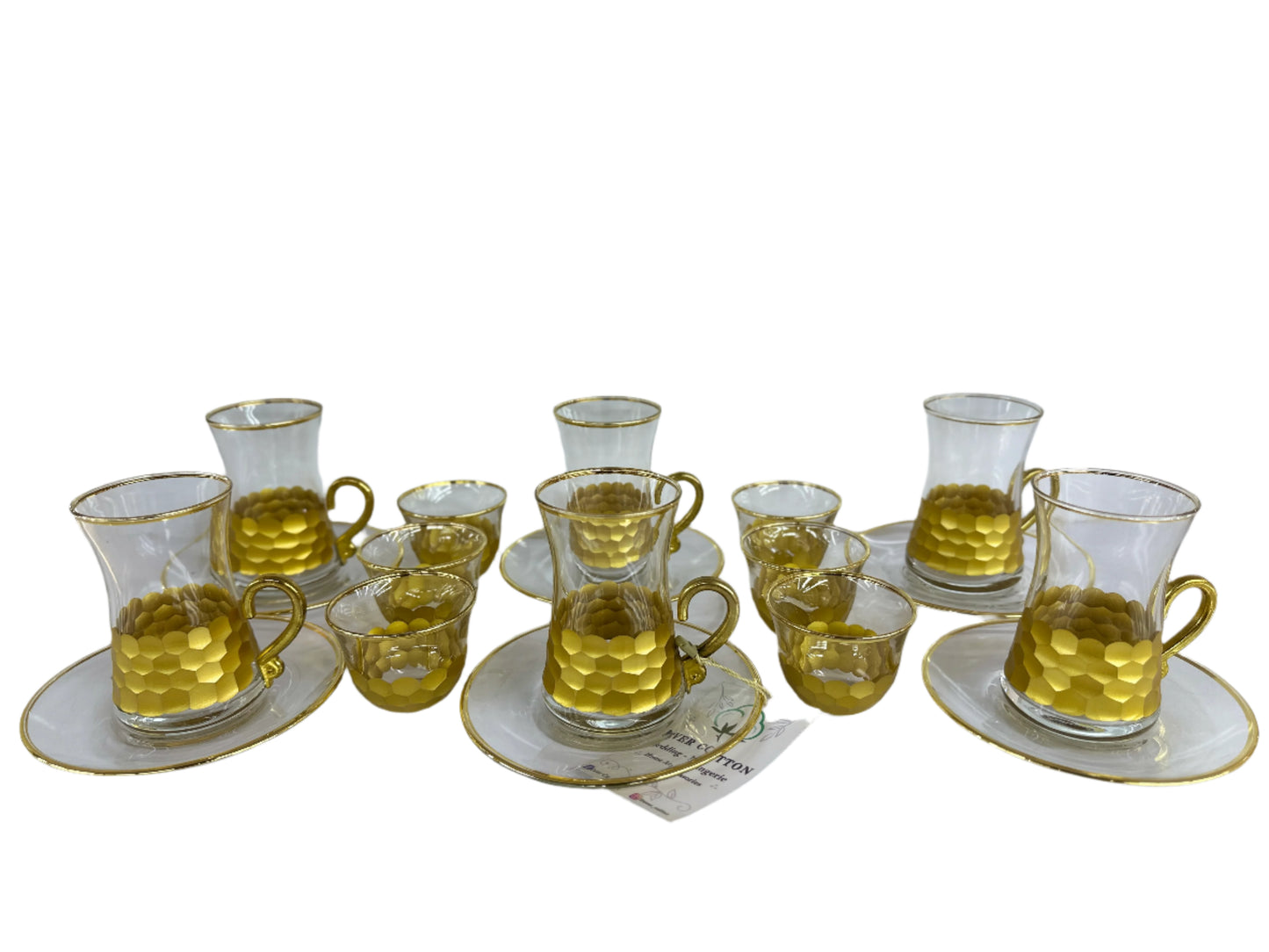 Teacups & Turkish Coffee set of 18pcs-Glass Gold