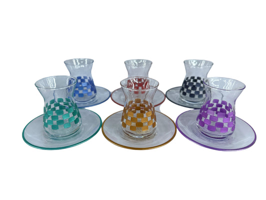 Teacups set of 6pcs-Glass & Multi Colors