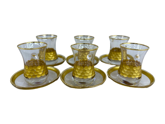 Teacups set of 6pcs-Glass & Gold