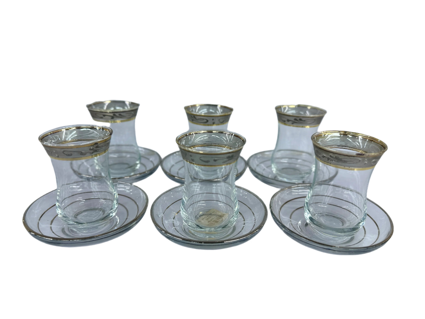 Teacups set of 6pcs-Glass & Silver