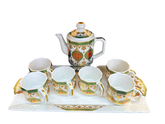 Teacups set of 6pcs with Teapot & Tray-White