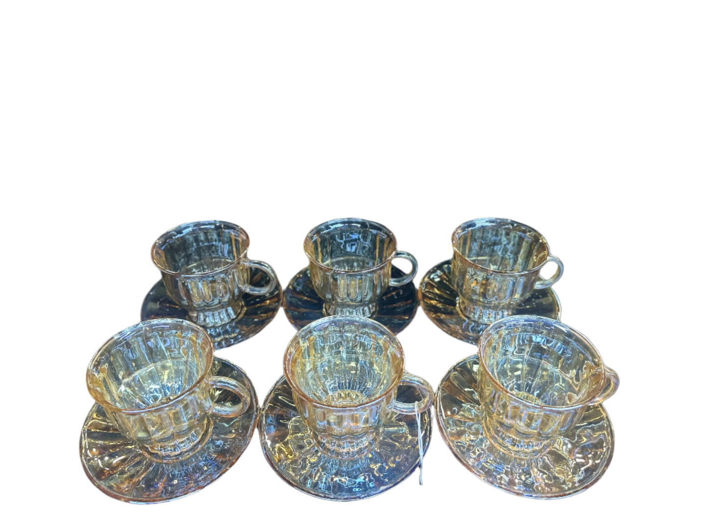 Teacups set of 6pcs-Glass Gold-Medium