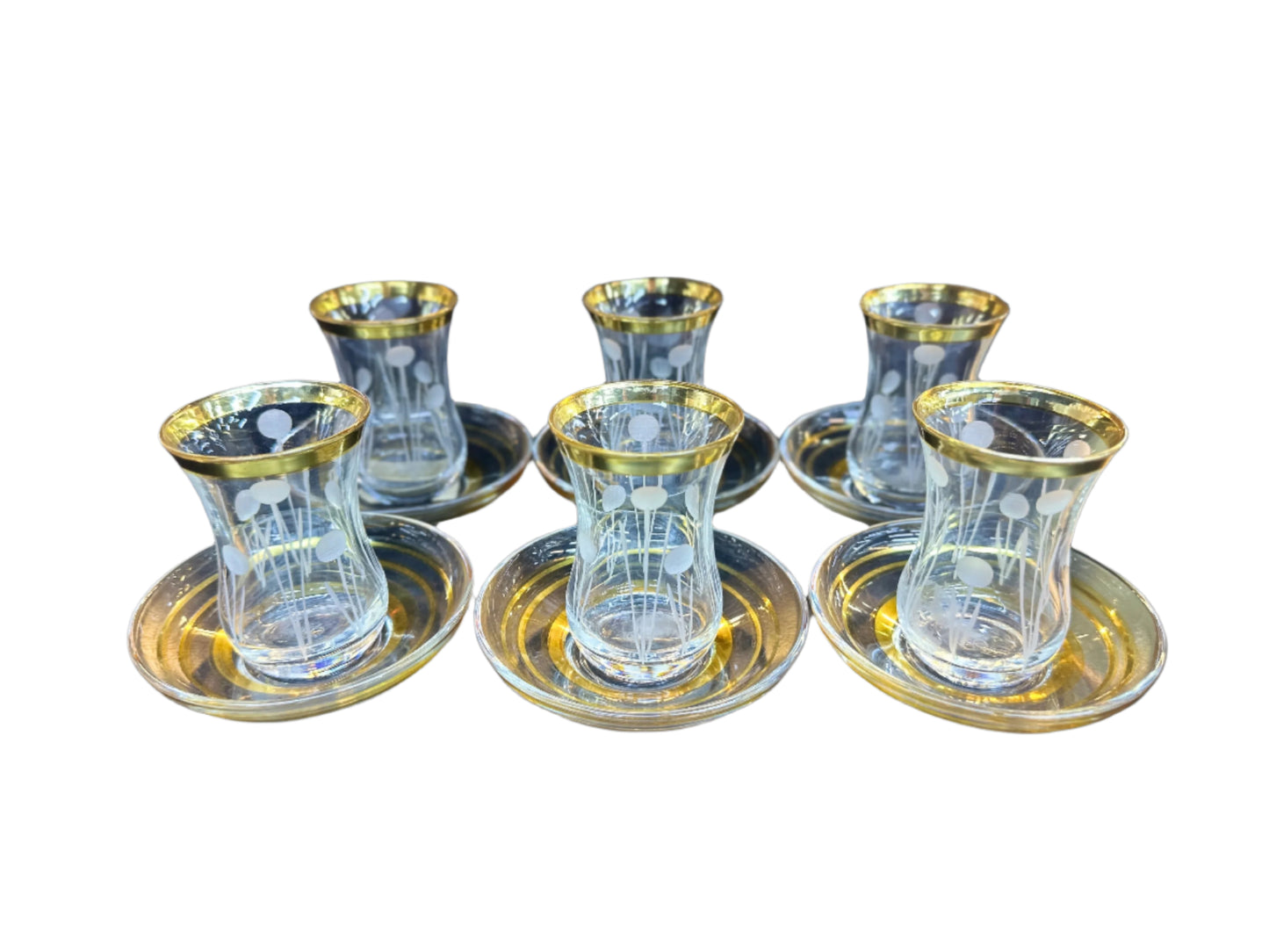 Teacups set of 6pcs-Glass & Gold