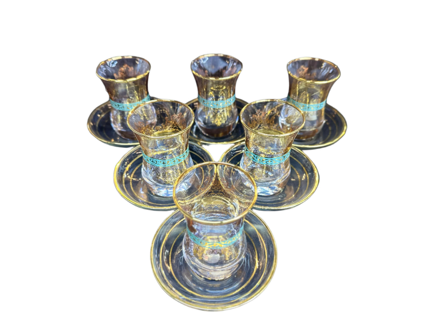 Teacups set of 6pcs-Glass & Gold-Selin