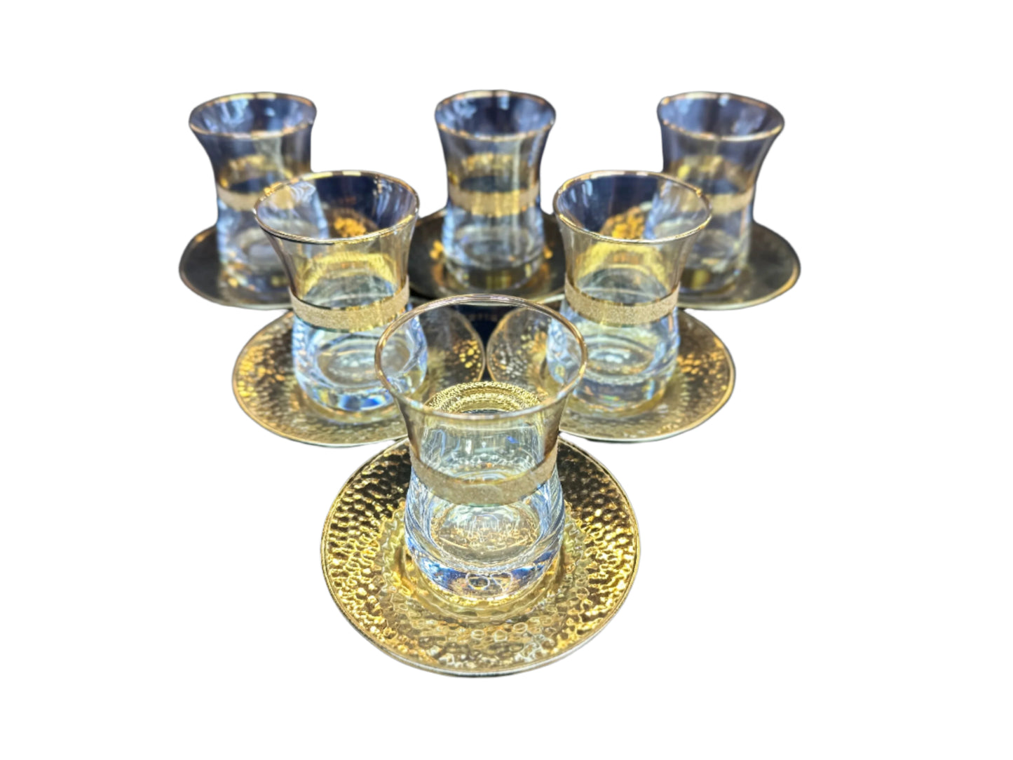 Teacups set of 6pcs-Glass & Gold-Faruze