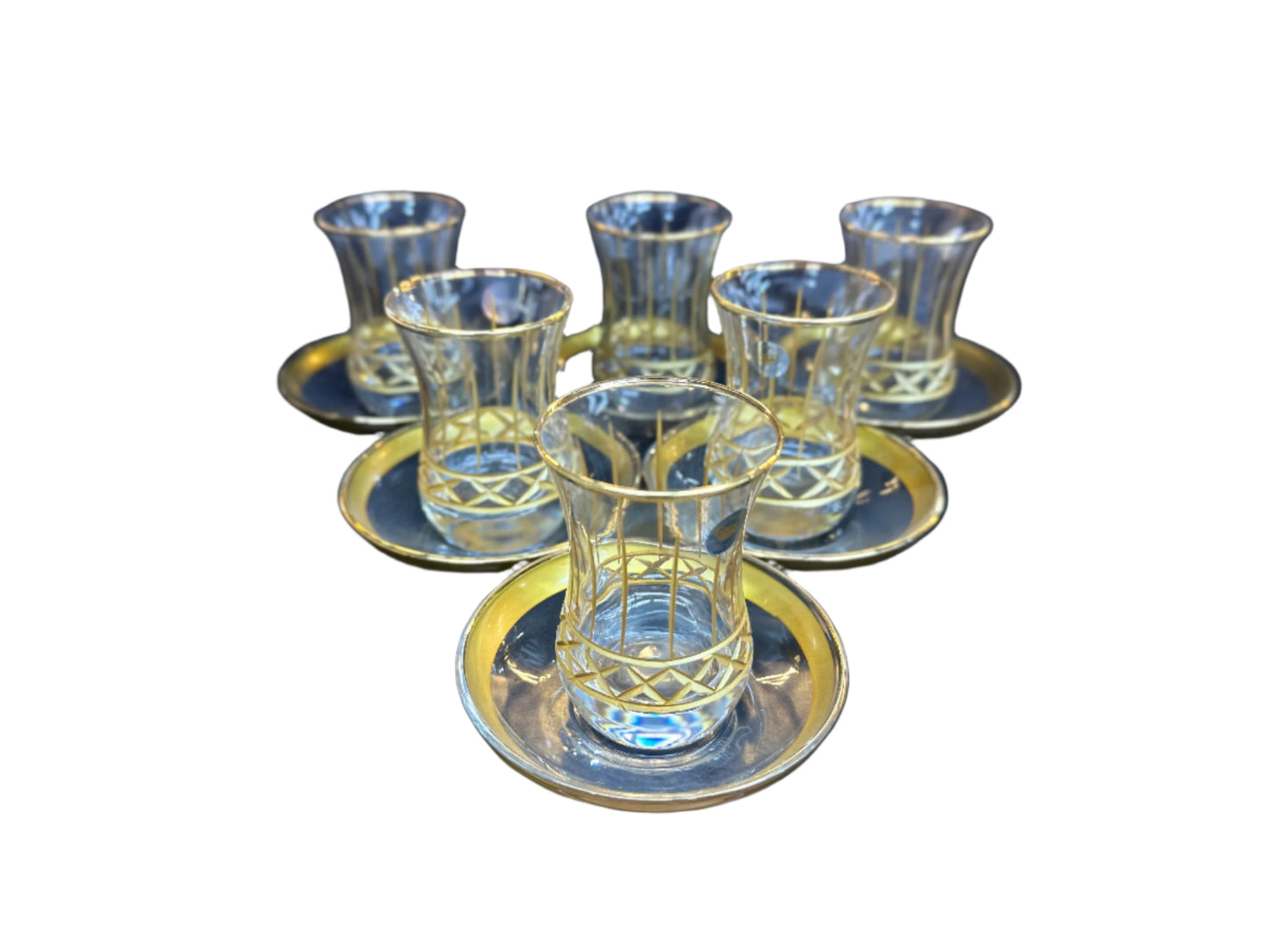 Teacups set of 6pcs-Glass & Gold-Narin Altin