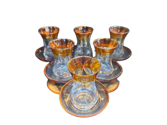 Teacups set of 6pcs-Glass & Orang