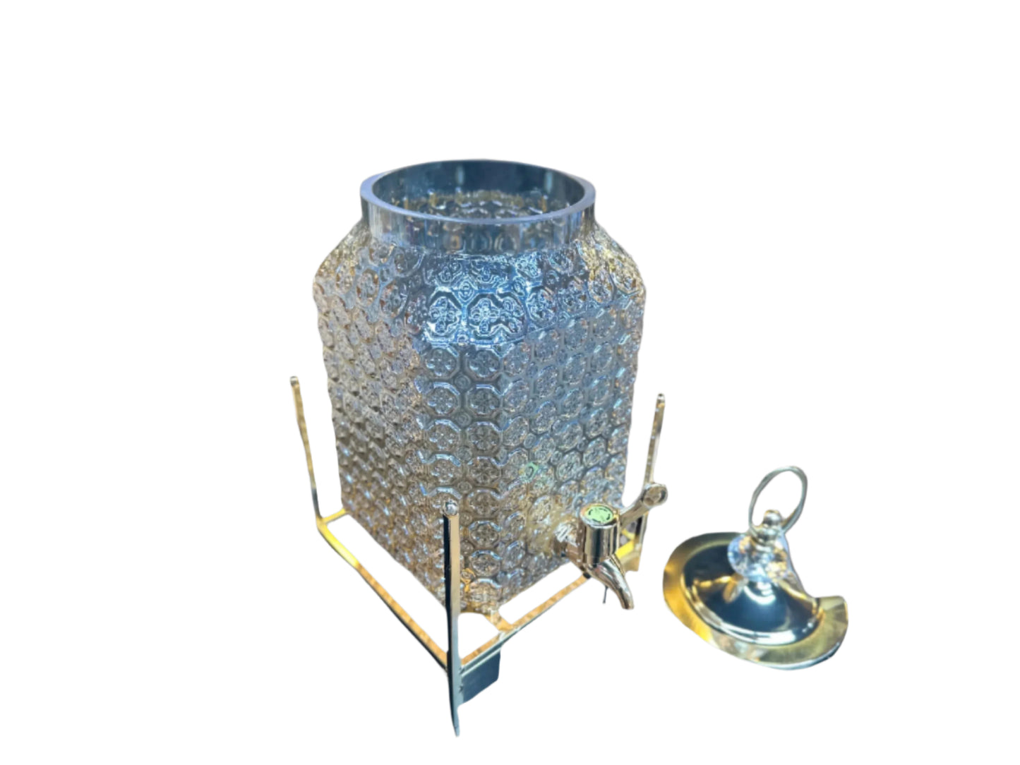 Amber Glass Water Dispenser with Stand-Large