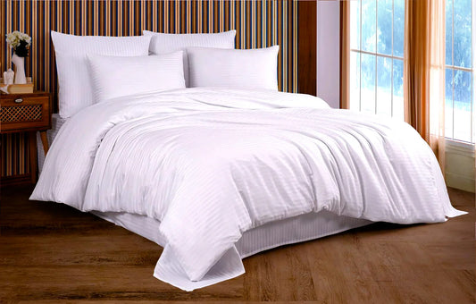 Cotton Satin Double Duvet Cover Set 4pcs- WHITE-Cotton Shine