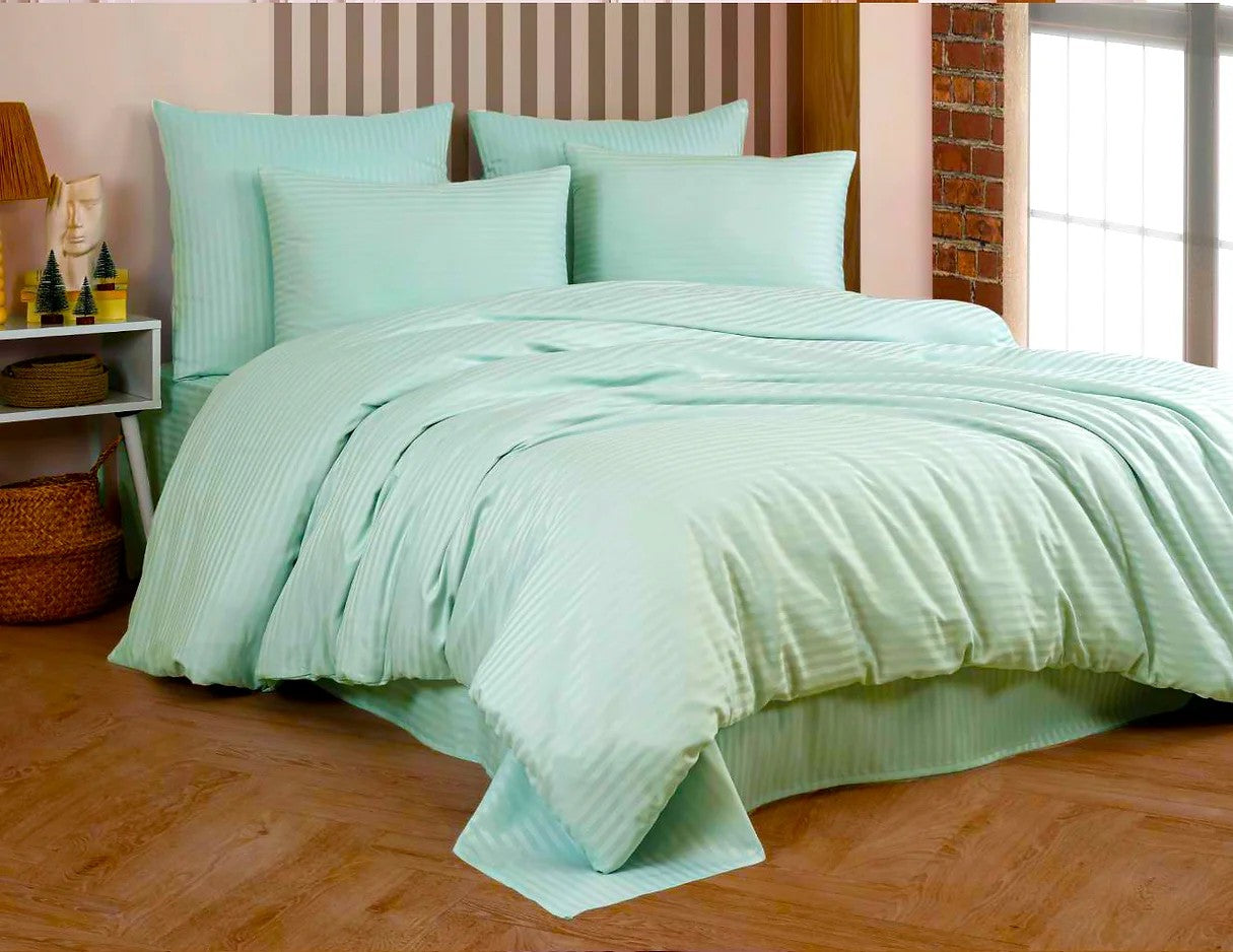 Cotton Satin Double Duvet Cover Set 4pcs- WATER GREEN-Cotton Shine