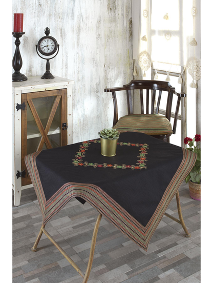 Tablecloth Embroidered-Multi Color-95 x 95