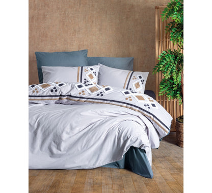 Double Duvet Cover Set Stesso Grey 6 pcs-Cotton box